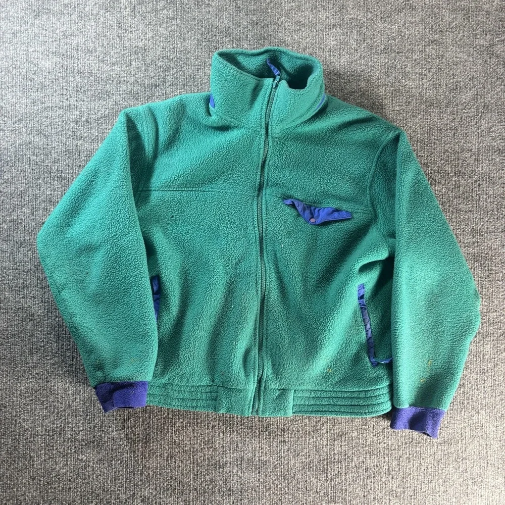 Vintage L.L. Bean Jacket‎ Mens Small Green Fleece Bomber Full Zip Outdoor 90s